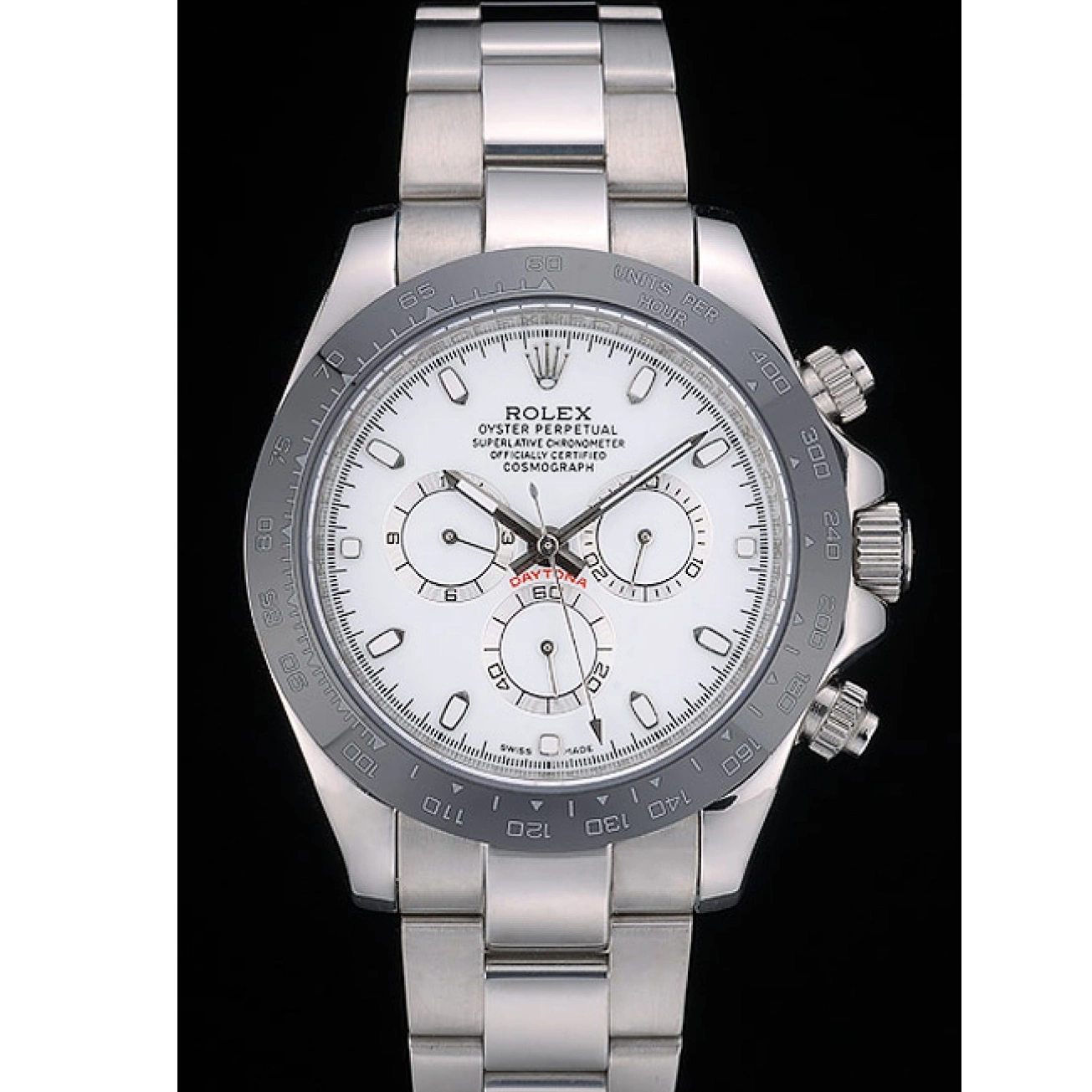 Rolex copies cheap Steep White Ceramic Tachymeter 80249 Black Strap Dial Rolex Daytona Stainless 0710